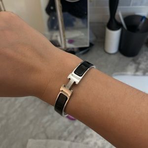Hermès Clic H Bracelet in Silver & Black